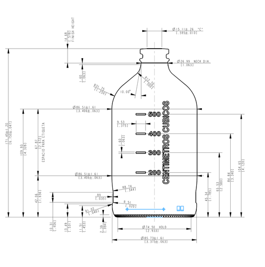 ENVASE DE VIDRIO 2207 AMBAR 645 cc AGRAFE B.30 X 24 UNIDADES