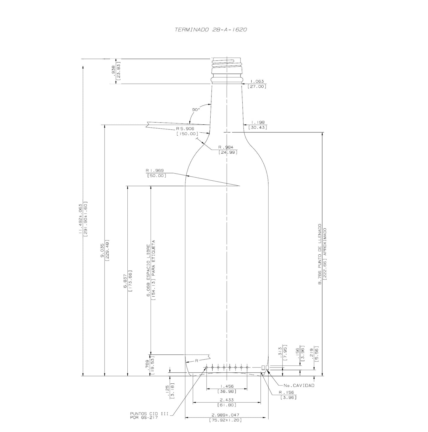 ENVASE DE VIDRIO 2312 FLINT PILFER x 12 UNIDADES