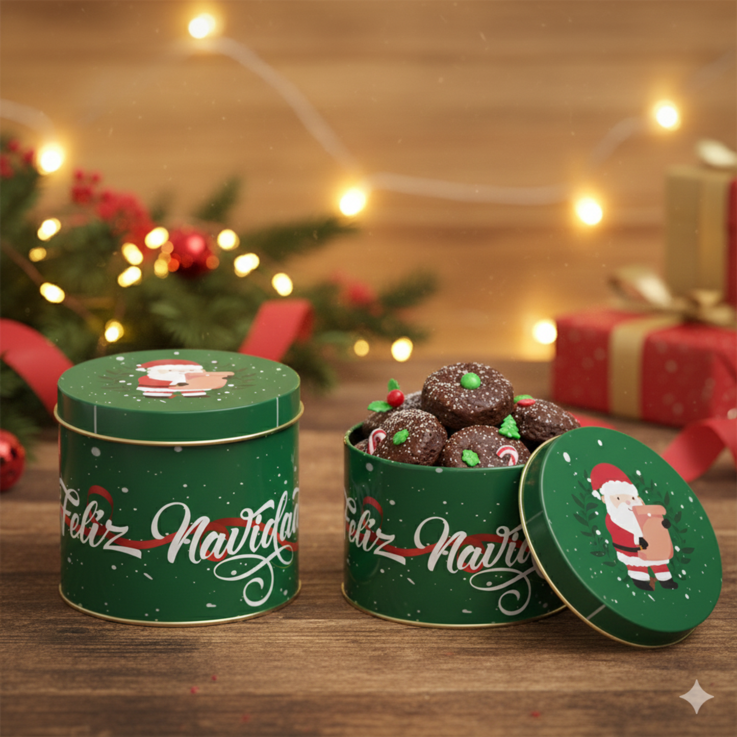 CAJA METÁLICA 116X100 NAVIDAD PAPA NOEL