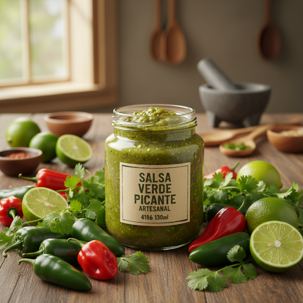 Envase 4186 con salsa verde y chiles