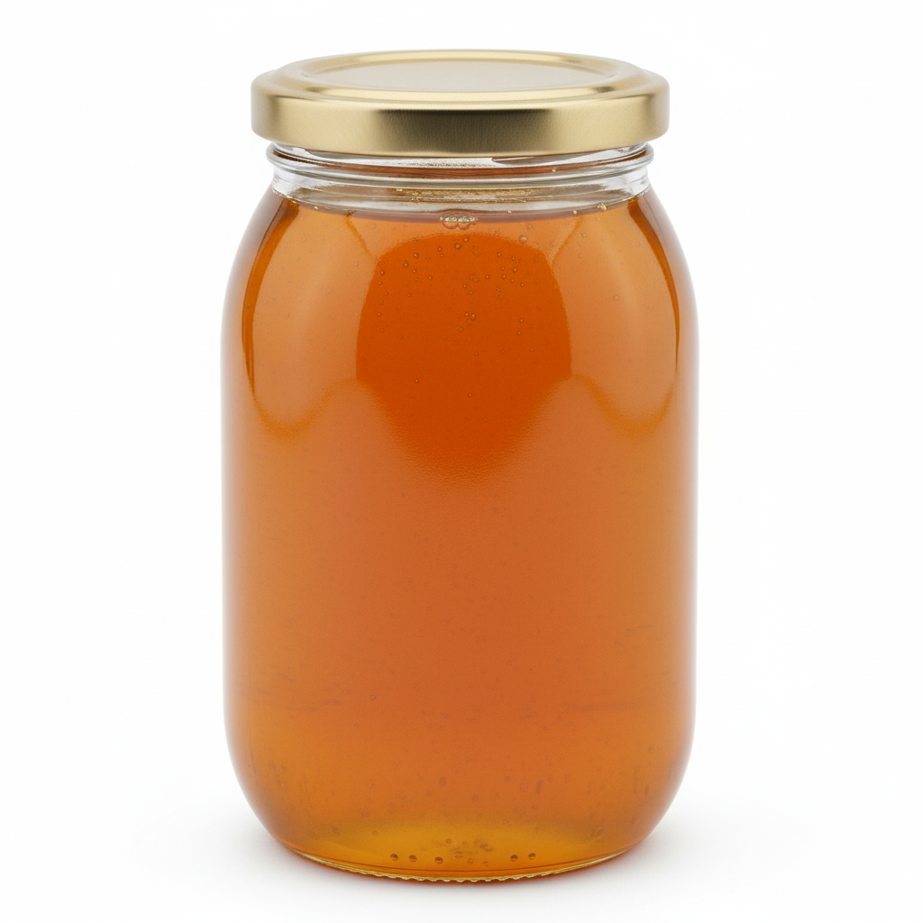 Envase con miel y tapa