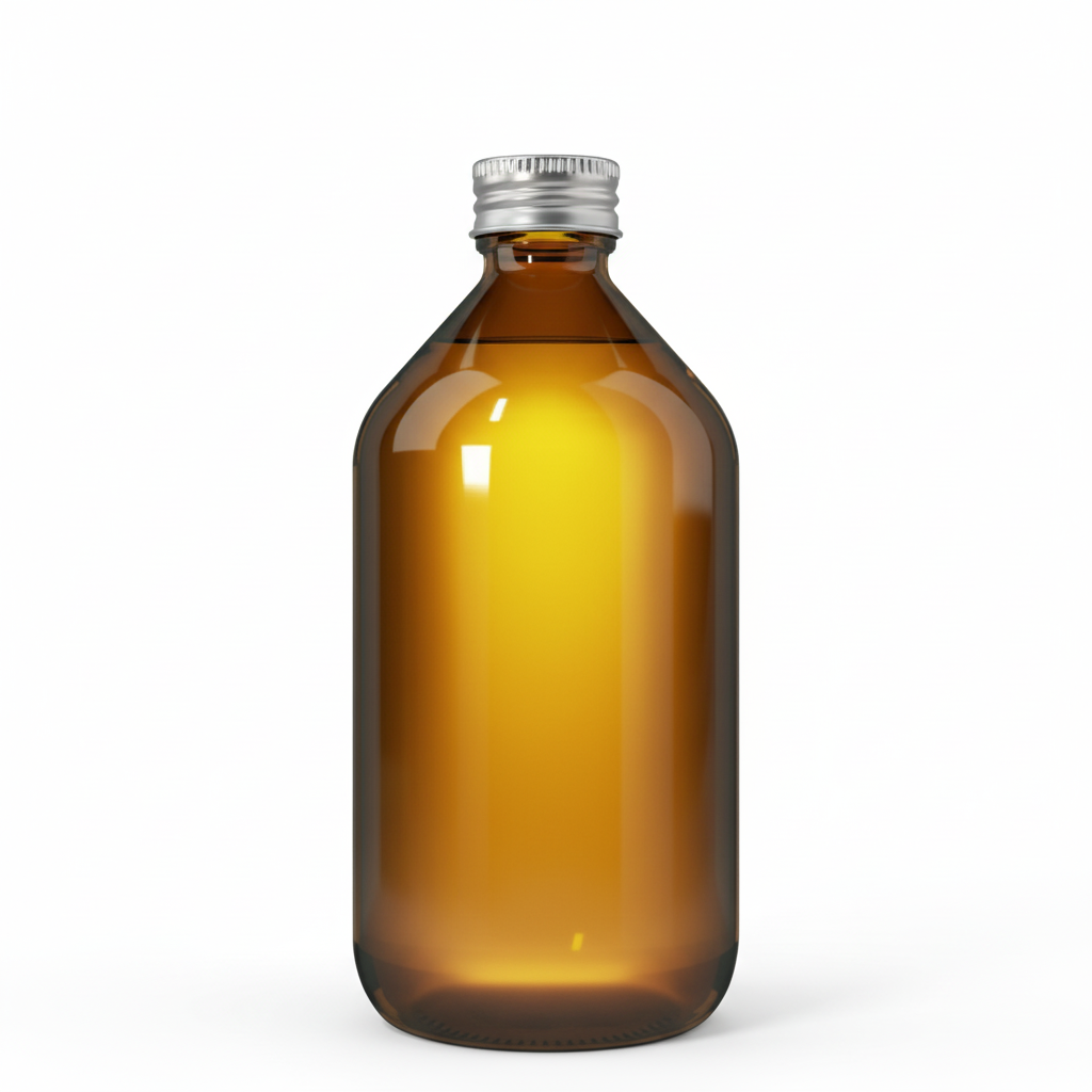 Envase ámbar 500ml sellado con tapa metálica plateada