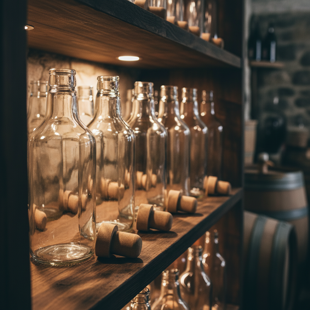 Botellas flint 375ml en contexto bodega artesanal