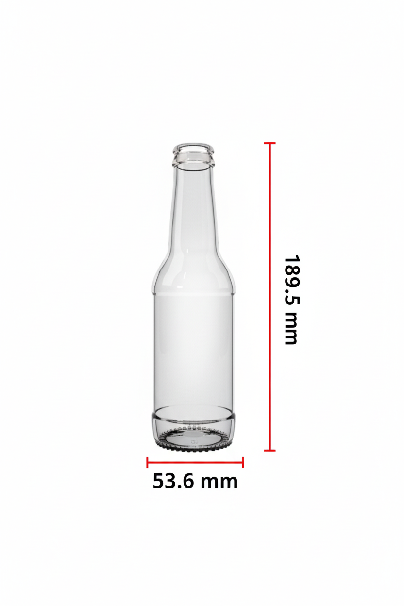 Dimensiones de la botella: 189.5mm de alto x 53.6mm de diámetro