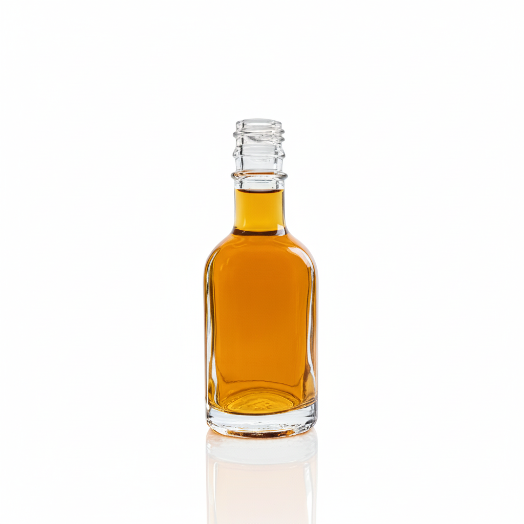 Mini botella Kaleido flint 50ml con licor dorado, sin etiqueta