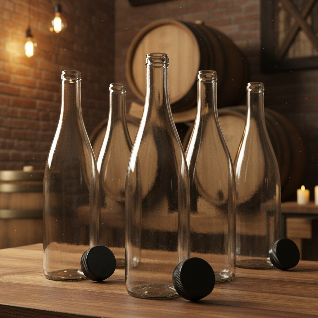 Botellas flint en contexto destilería artesanal