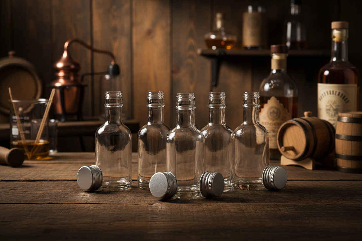 Mini botellas Kaleido flint 50ml en contexto de bar y destilería artesanal