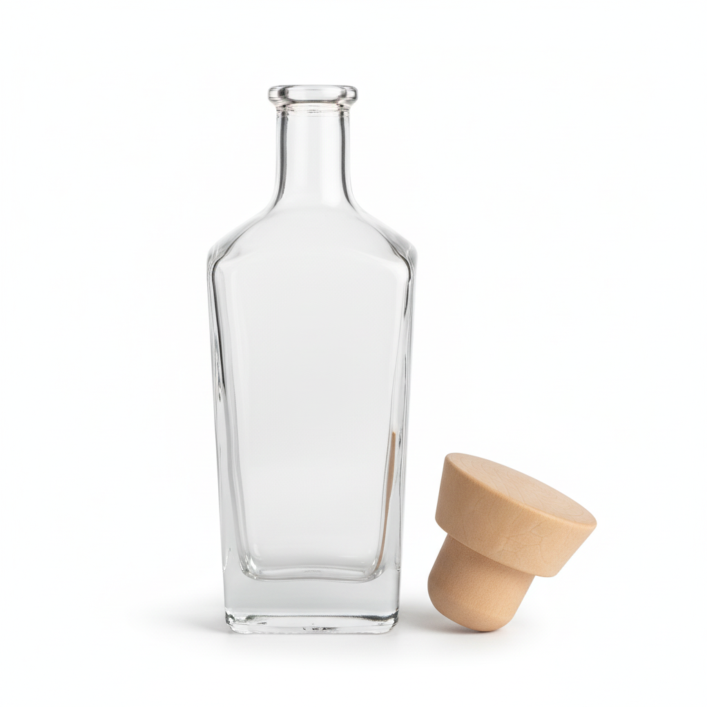 Botella Imperial flint 750ml con tapón sintético al lado