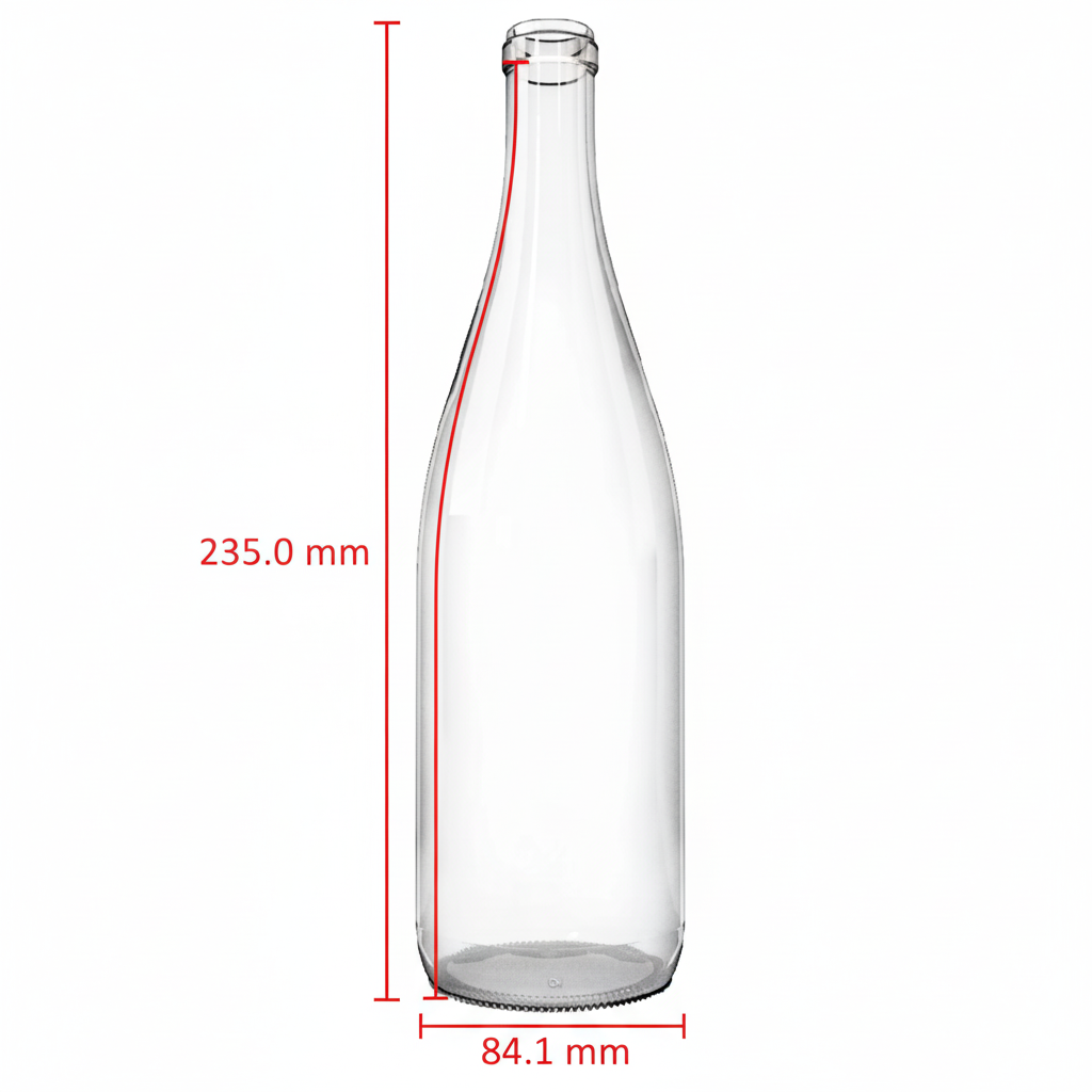 Dimensiones botella flint 750ml: 235.0 × 84.1 mm