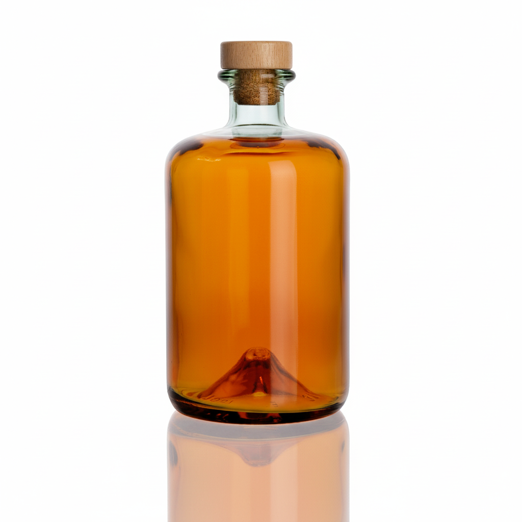 Botella Wild Glass 700ml con whisky ámbar sin etiqueta – vista frontal