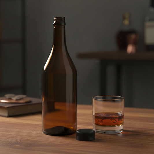 Lifestyle botella ámbar 750ml mesa de bar artesanal