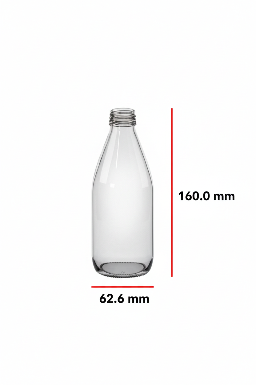 Dimensiones de la botella: 160.0mm de alto x 62.6mm de diámetro