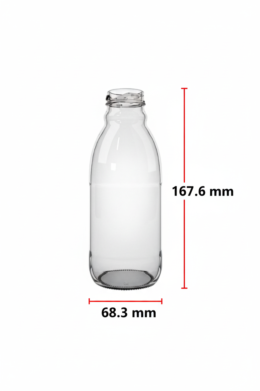 Dimensiones de la botella: 167.6mm de alto x 68.3mm de diámetro