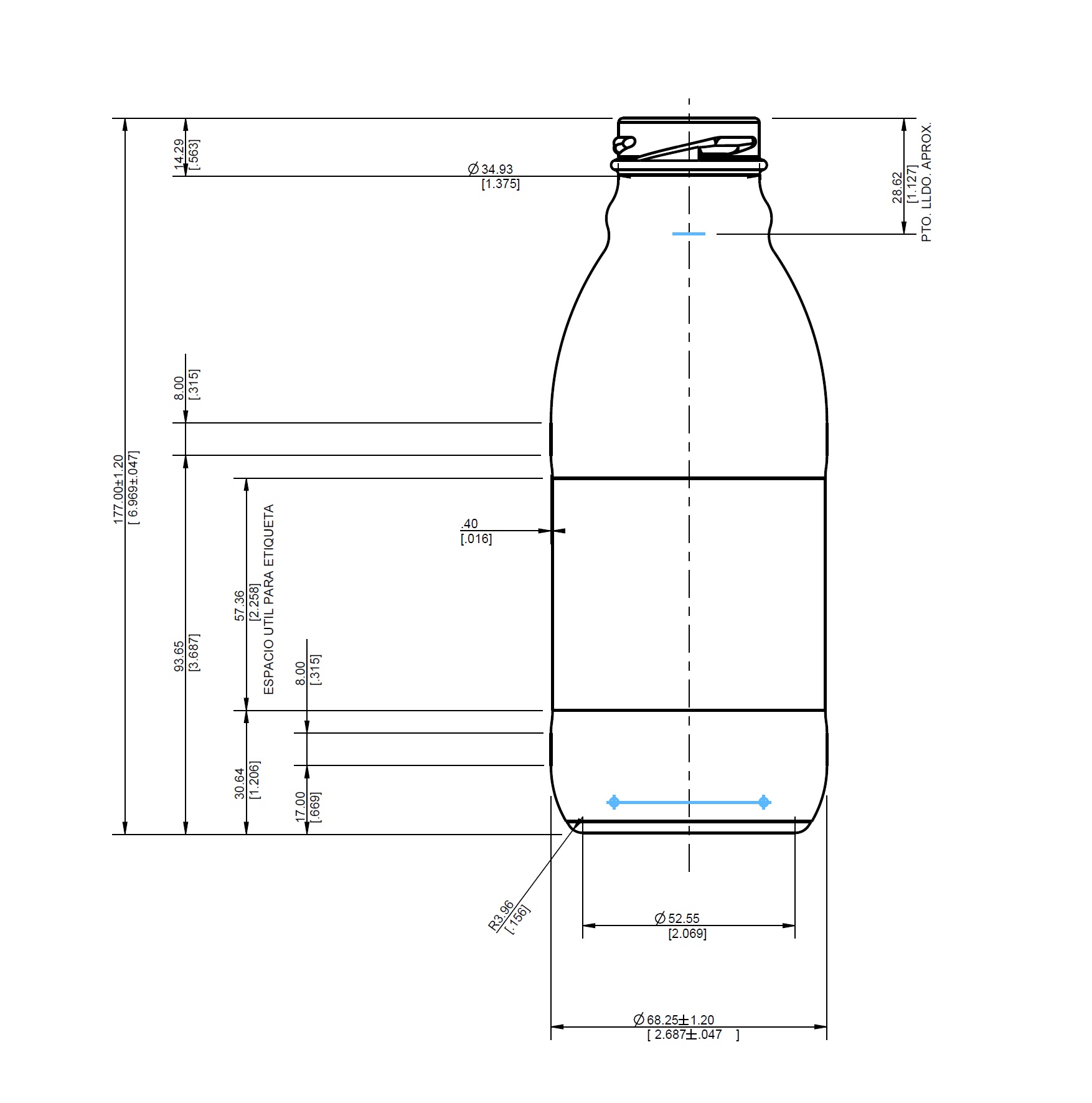 ENVASE DE VIDRIO 4353 FLINT TO