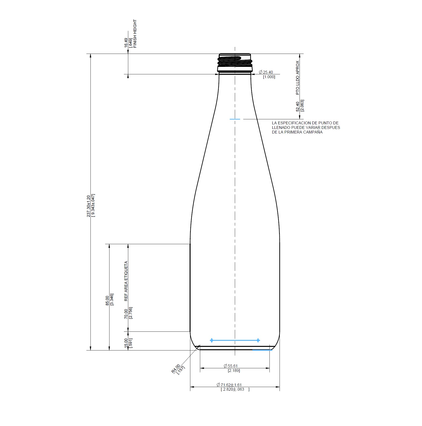 Envases de vidrio hasta 258ml