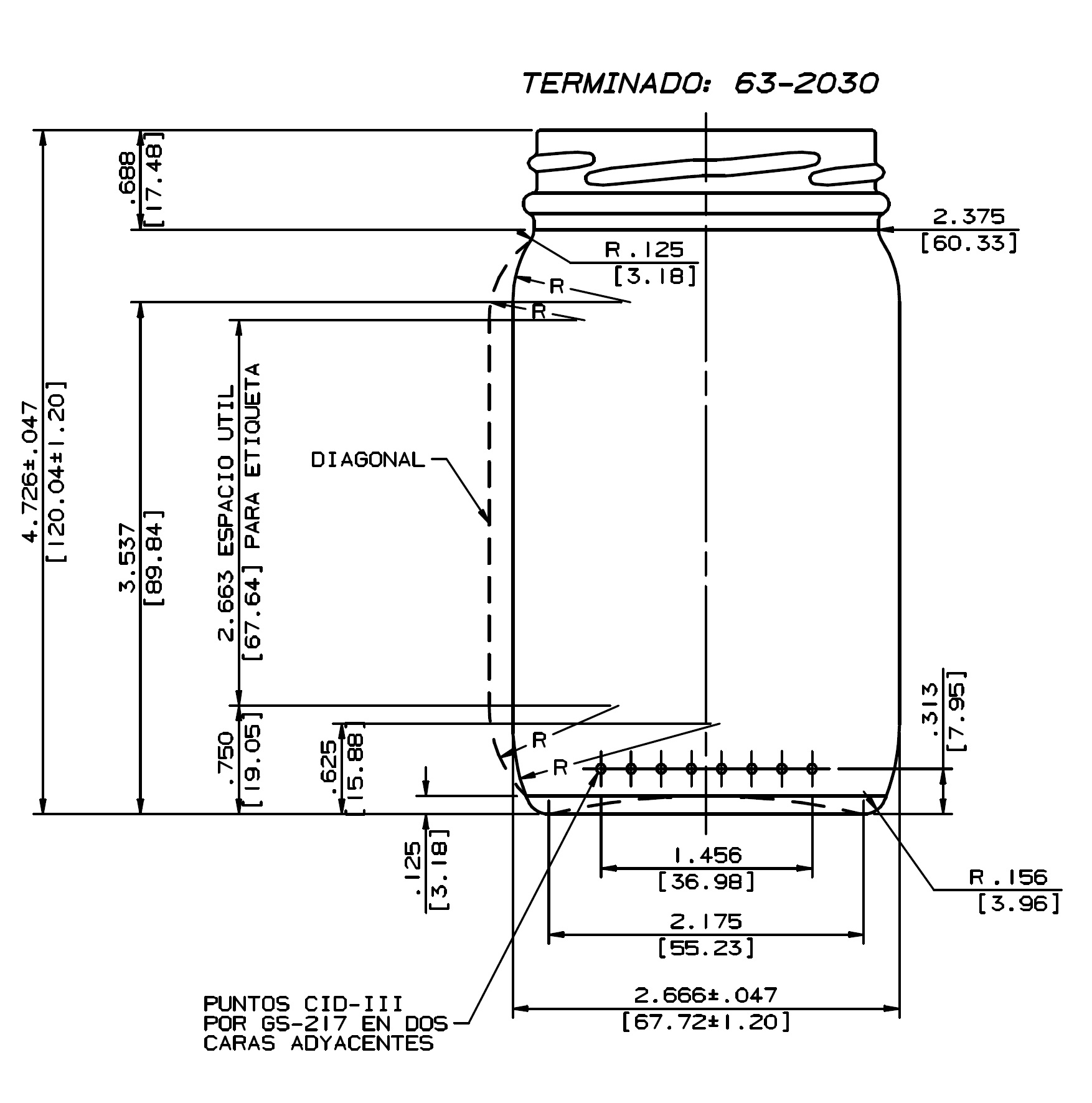 ENVASE DE VIDRIO 3370 FLINT TO